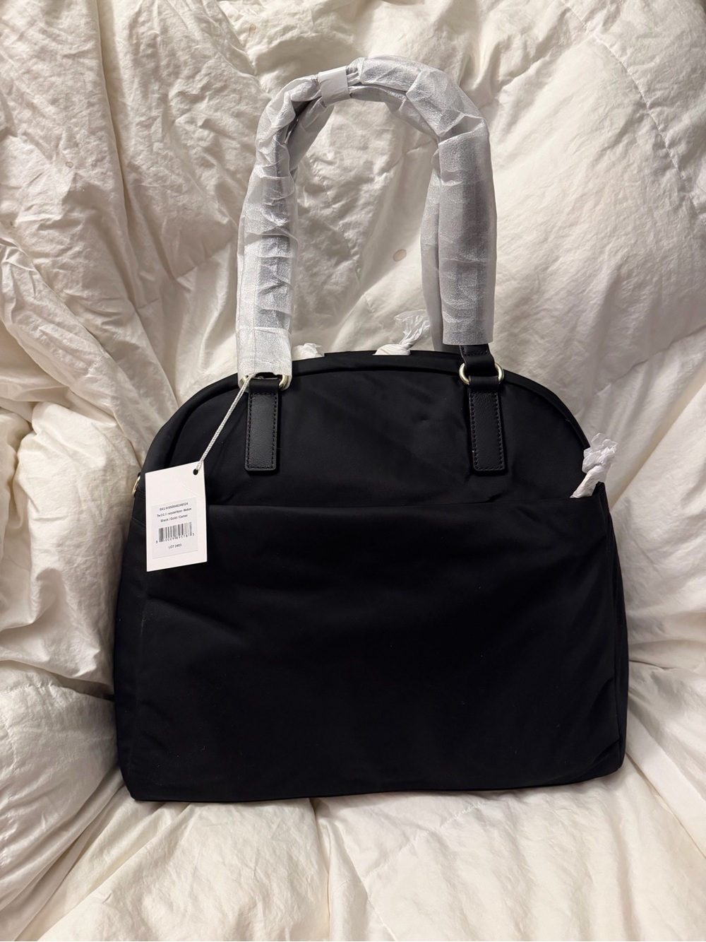 Lo & Sons O.G. 2 Tote; Black Exterior/Gold Hardware/Camel Inside-Medium